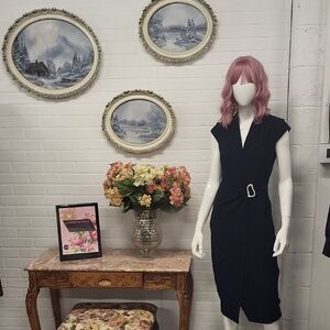 Joseph Ribkoff Navy Sheath Wrap Dress